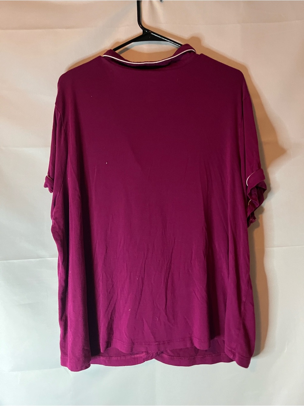 Secret Treasures Magenta Short Sleeve Button-Up Pajama Set with White Piping - Picture 4 of 7